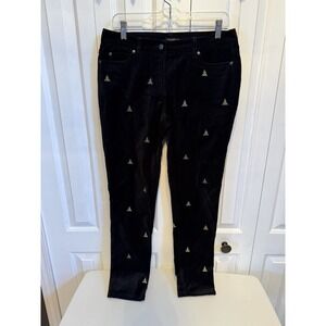 J.McLaughlin Womens Leighton Black Velvet Christmas Tree Pants Size 8 Holiday